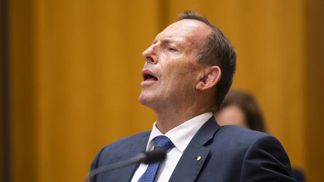 In a show of double standards, arch-monarchist Tony Abbott attacked the voice because it involved a form of hereditary entitlement that he likened to Britain’s upper house. Picture: NCA NewsWire / Martin Ollman