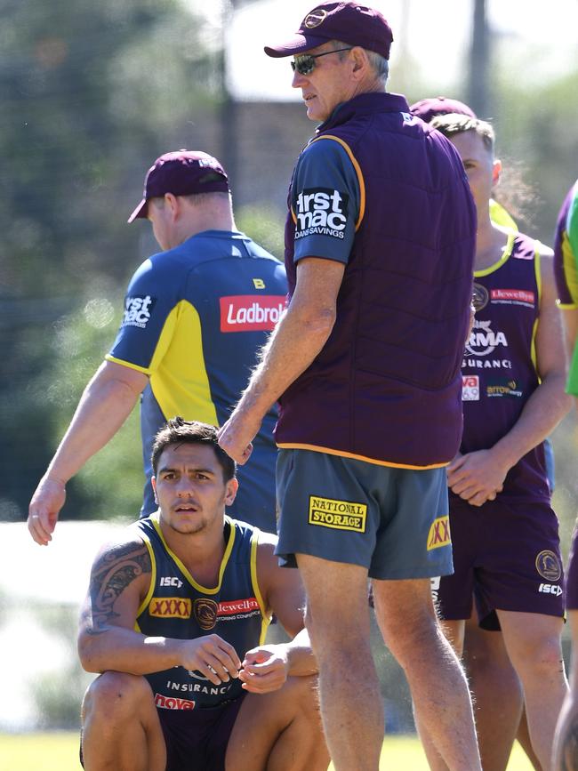 Kodi Nikorima played under Wayne Bennett at the Broncos in 2018. Picture: AAP Image/Dave Hunt