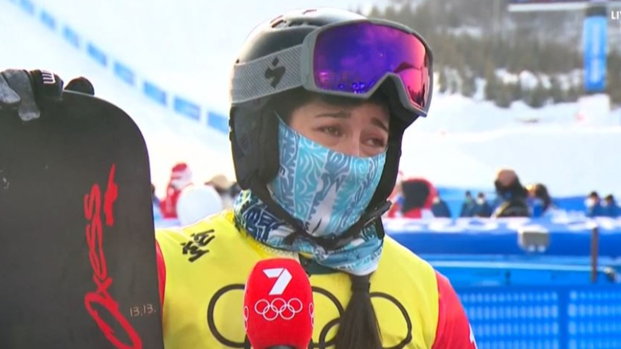 Belle Brockhoff was visibly emotional in her post-race interview. Picture: Channel 7