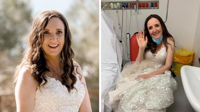 Every bride’s worst nightmare became a reality for a Sunshine Coast nurse when she attempted a fun wedding photograph and ended up in hospital. Wedding photo: Jennifer Oliphant.