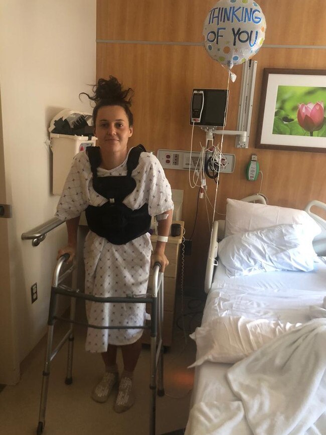 Hayley Raso during her recovery from a broken back.