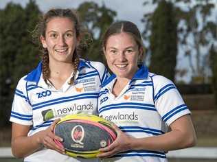 VIVA LA FRANCE: Chloe Cocks (left) and Holly Anlezark will head to France next month for the Paris World Games. The Toowoomba pair who plays rugby sevens for University Saints and West Bulldogs will be part of a Tribe representative team competing at the games. Picture: Nev Madsen