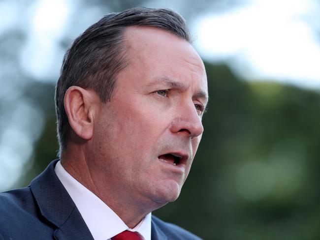 Western Australia Premier Mark McGowan speaks to the media during a press conference in Perth, Friday, May 1, 2020. (AAP Image/Richard Wainwright) NO ARCHIVING