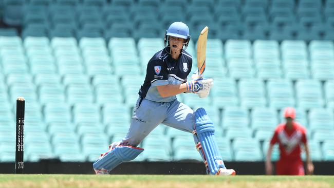 Former Test skipper Steve Smith at the crease for Sutherland against St George in the NSW Twenty20 Cup at the SCG in Sydney. Picture: AAP/Joel Carrett