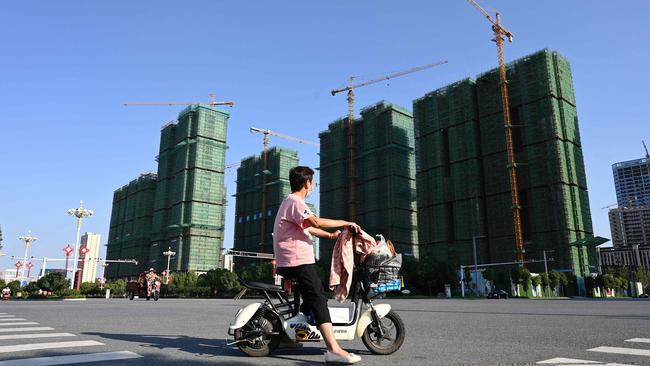 An Evergrande construction site in Zhumadian, central China’s Henan province, last year. Picture: AFP