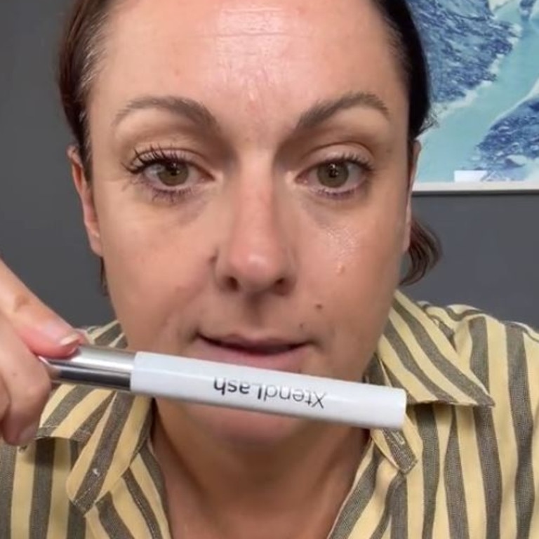 MCoBeauty ambassador Celeste Barber has given the mascara her tick of approval, showing how much it lifted her lashes after applying it to just one eye. Picture: TikTok/MCoBeauty.