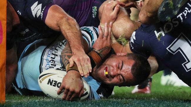 Andrew Fifita will always be a fan favourite in the Shire for this try in the 2016 grand final. Picture; Phil Hillyard