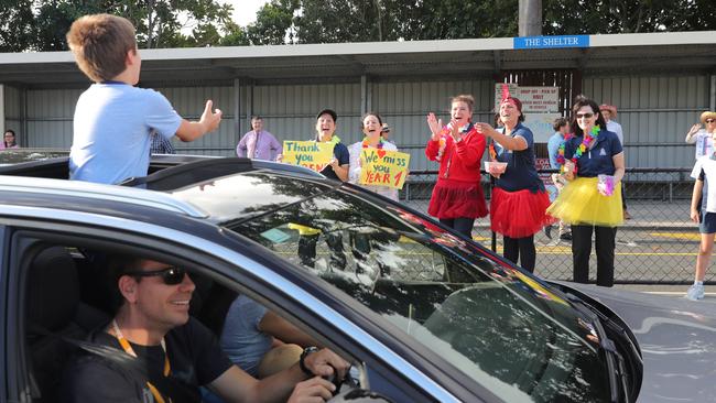 Victor Koelln couldn’t wait to see his Year 1 teachers. Picture: Glenn Hampson.