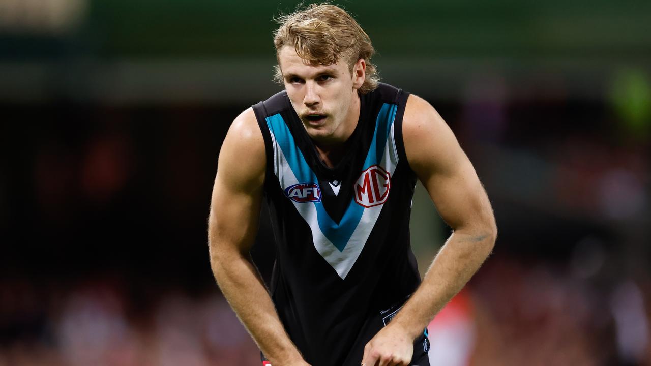 SYDNEY, AUSTRALIA - SEPTEMBER 20: Jason Horne-Francis of the Power is seen during the 2024 AFL First Preliminary Final match between the Sydney Swans and the Port Adelaide Power at The Sydney Cricket Ground on September 20, 2024 in Sydney, Australia. (Photo by Dylan Burns/AFL Photos via Getty Images)