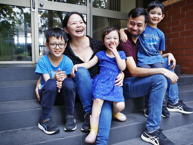 Emma Chang, with husband Sergio Ondarza and kids Diego, Lucas and Lana, recently refinanced to lock in a lower rate. Picture: Sam Ruttyn