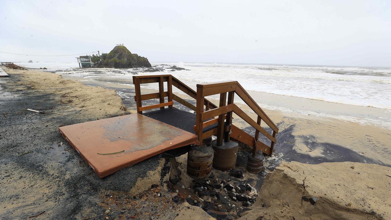 Cyclone Alfred remains off the coast causing erosion and rough seas at Currumbin on the Gold Coast. Pics Adam Head