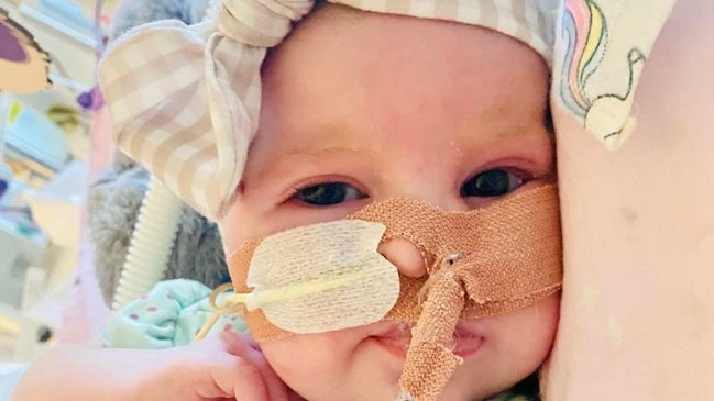 Haylee Jade Camm was flown to the Brisbane Children’s Hospital at 16 days old where she has been fighting bravely for nearly three months.