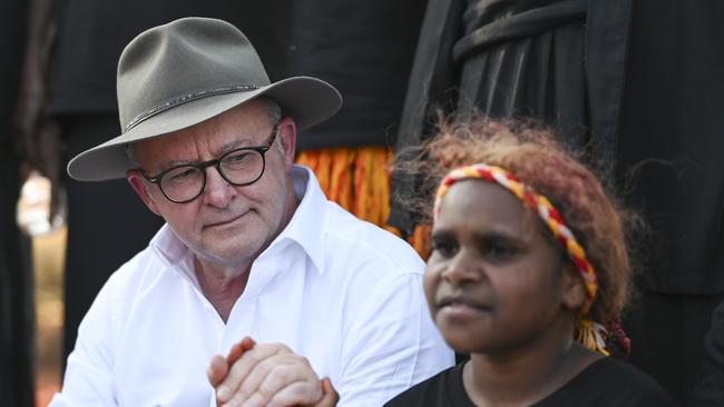 Mr Albanese returned to Uluru National Park on Tuesday for the final time before Saturday’s referendum. Picture: NCA NewsWire / Martin Ollman