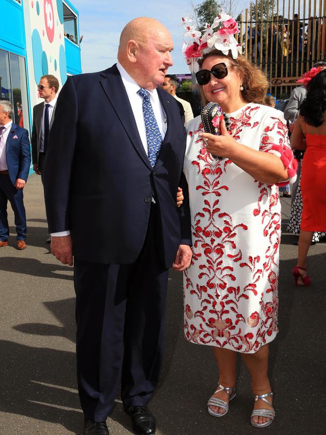 Lindsay Fox with Gina Rinehart in the Birdcage. Picture: Aaron Francis