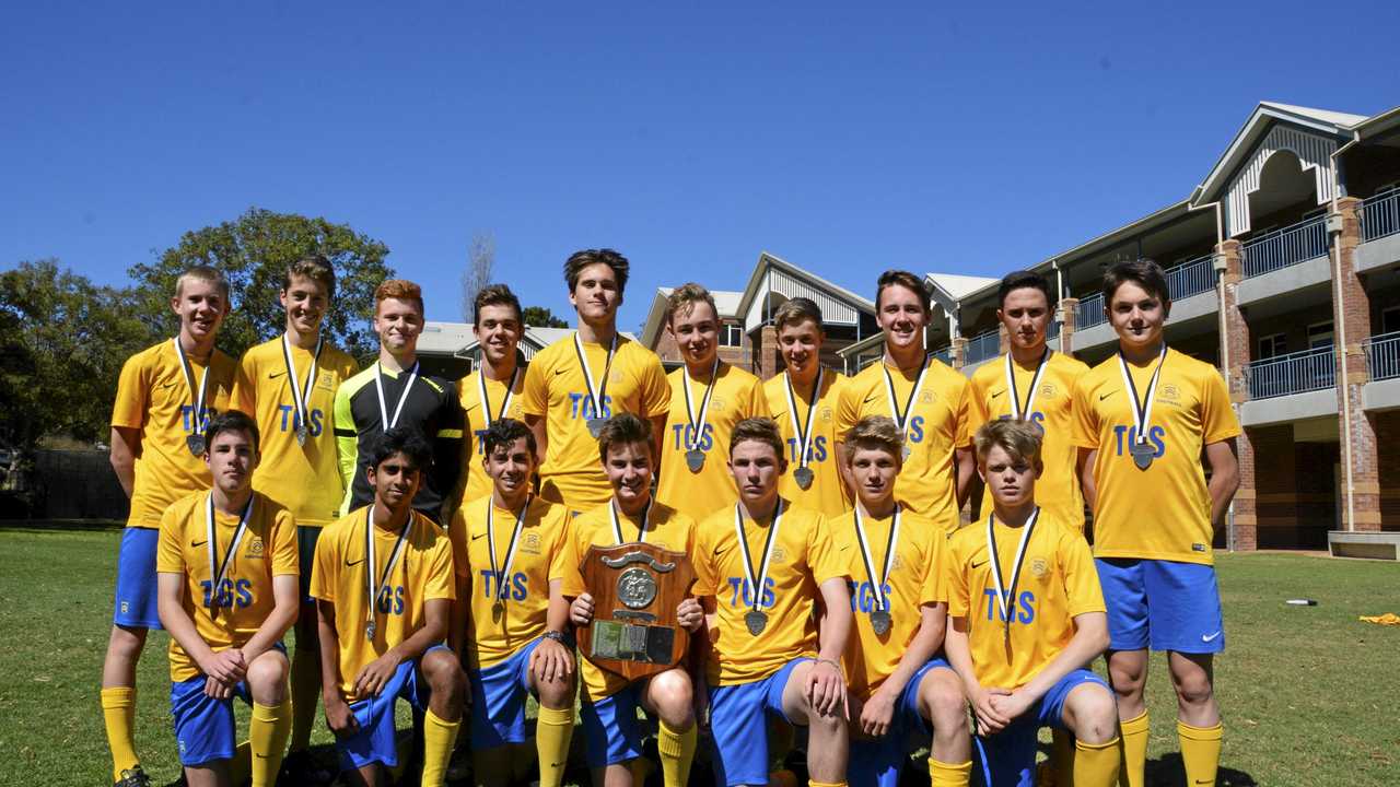 NATIONAL FINALISTS: Toowoomba Grammar School's Bill Turner Cup squad (back, from left) Callum McCarthy, Jacob Bunt, Marcus Johnston, captain Ben Moore, Jesse Sharp, James O'Sullivan, Liam Foley, Henry Wells, Nick Coonan, Luke Broderick, (front, from left) Jake Eiser, Kavinda Pererg, Harrison Searle, Tyler Wise, Menphys-Reyne Smith, Jarrah McNicol and Dylan Proctor finished runners-up to Westfield Sports High after losing 2-0 in the final. Picture: Jason Gibbs