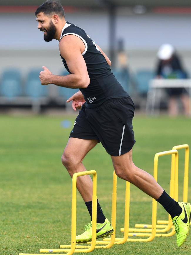 Patrick Ryder of the Power is put through his paces during a fitness test this season. Picture: AAP Image/David Mariuz