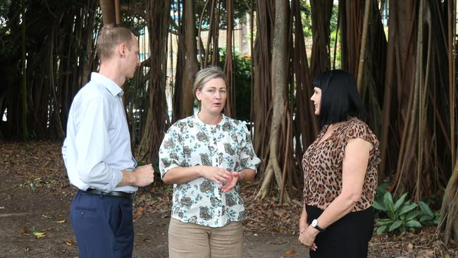 Anglicare NQ executive manager Andrew Brackman with then Opposition child safety spokeswoman Amanda Camm and Cairns LNP candidate Yolonde Entsch at the announcement of the LNP Safer Children, Safer Communities policy on the campaign trail last month. Picture: Peter Carruthers