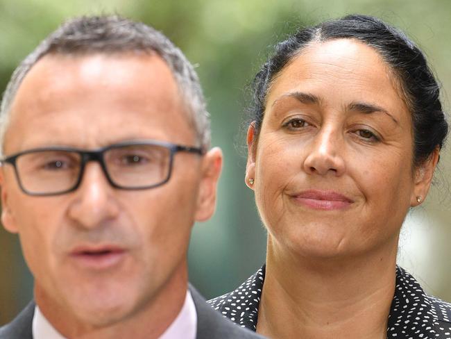 Greens leader Richard Di Natale and Greens candidate for Batman Alex Bhathal. Picture: Mick Tsikas/AAP