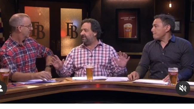 Andy Maher, Mick Molloy and Sam Pang on The Front Bar. Picture: Supplied