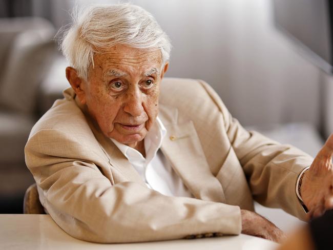 DAILY TELEGRAPH - 3.12.24*** STRICT EMBARGO UNTIL DEC 8 ***MUST CHECK WITH PIC ED BEFORE PUBLISHING Billionaire property developer Harry Triguboff pictured in the penthouse of the Meriton Tower on Kent St in the city. Picture: Sam Ruttyn