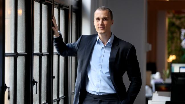 Six Park head of business development Ted Richards in his Melbourne office. Picture: David Geraghty.