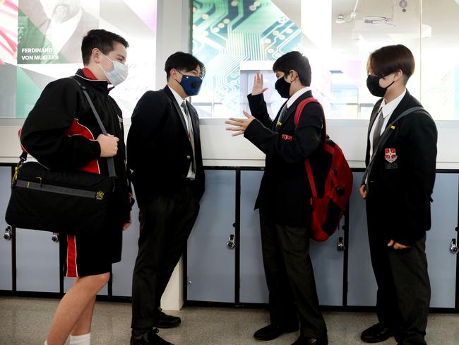 MELBOURNE, AUSTRALIA - NewsWire Photos OCTOBER 12, 2020: Students at Caroline Chisholm Catholic College in Braybrook in Melbourne's west return to school for the first time after COVID lockdown restrictions were eased. Picture: NCA NewsWire / Andrew Henshaw