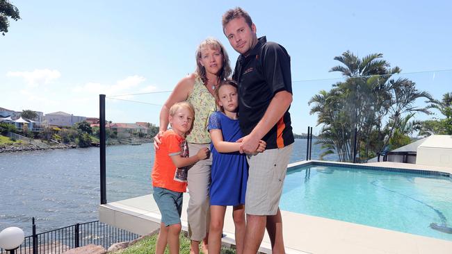 Tim Naylor with wife Donna Naylor and kids Maye, 8, and Indie, 6. Photo: Richard Gosling