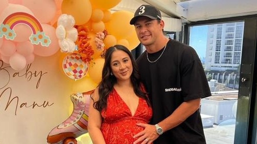 Joseph Manu and his wife, Tyrelle, had their first child earlier this year. Picture: Instagram