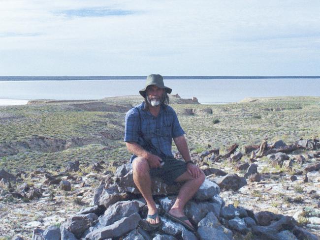 Lake Eyre Yacht Club commodore Bob Backway at Lake Eyre. Picture: supplied