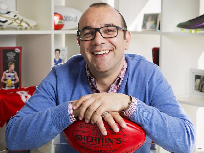 AFL player agent Tom Petroro in his Richmond office. Picture: Nathan Dyer