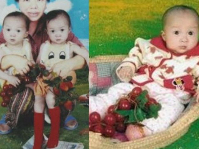 Audrey’s mum was the one who discovered Audrey had a twin sister. The twins are pictured here sitting with their foster mother in China.