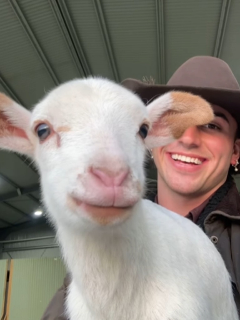 Liam Swiderski with one his fellow Hahndorf Farm Barn stars. Picture: Instagram @liamswiderski