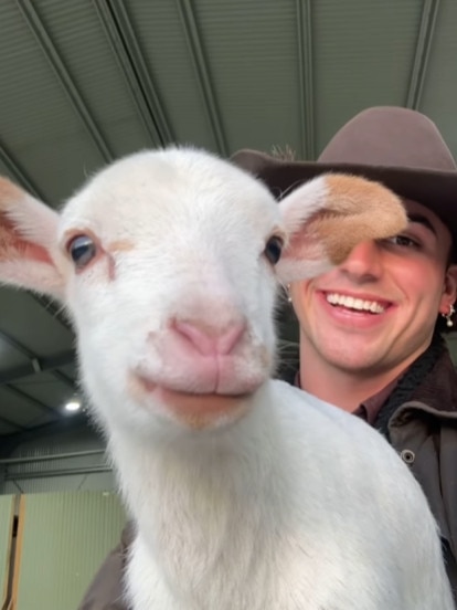 Liam Swiderski with one his fellow Hahndorf Farm Barn stars. Picture: Instagram @liamswiderski