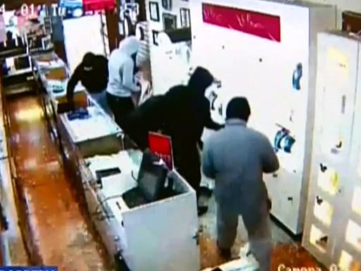 Screen grabs of armed robbery in Elsternwick jewellery store 4/4/17