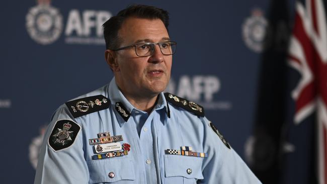 AFP Commissioner Reece Kershaw last week said authorities had identified the cyber criminals as part of a Russian hacking group. Picture: NCA NewsWire / Martin Ollman