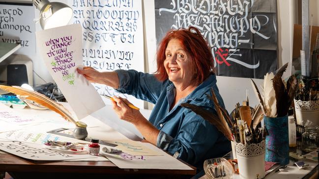 Calligraphy writer Lachean Duncan. Picture: Rob Leeson