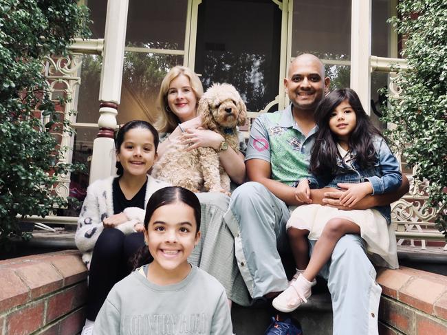 Asanka Silva with wife Chelsea and daughters Chelsea, Ava and Isobel. Picture: Adam Daunt