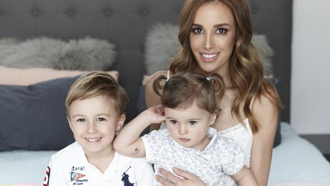 Rebecca Judd with her kids Oscar, 3, and Billie, 1.