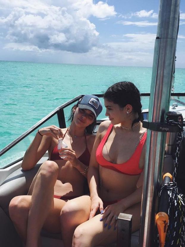 Bikini babes Kendall and Kylie Jenner kick back in tropical paradise. Picture: Instagram