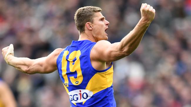 Nathan Vardy savours a goal in the Grand Final. Picture: AAP