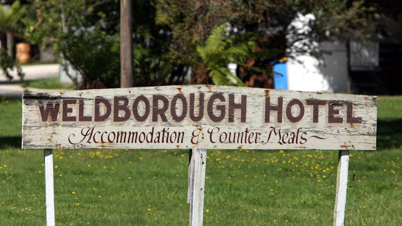 The Weldborough Hotel sign.