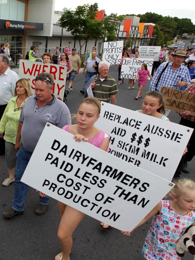 Dairy farmers protest in 2013.