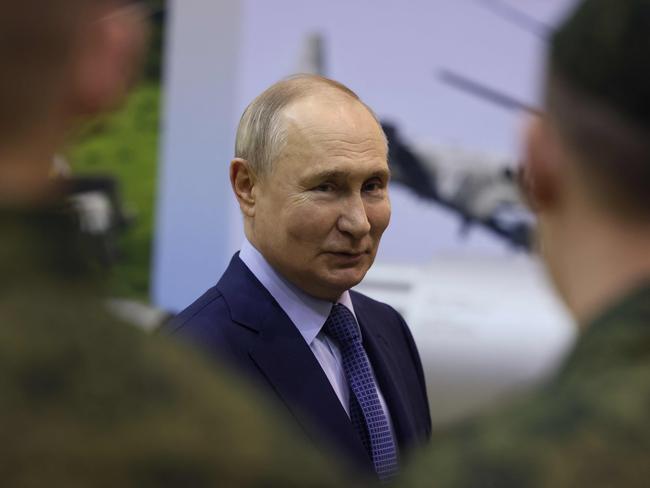 Russia's President Vladimir Putin visits the 344th Army Aviation Centre of aircrews combat training and transition in Torzhok in the Tver region. Picture: AFP