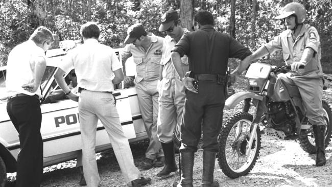 Police at the murder scene in December 1987