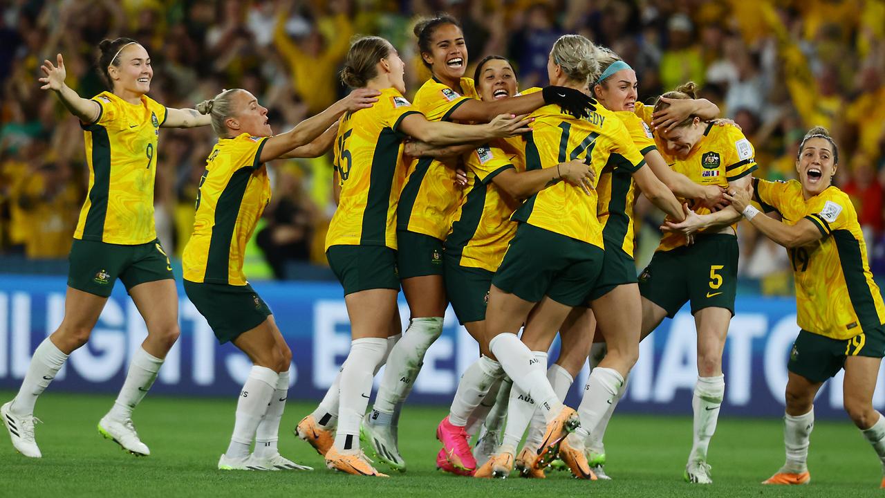 Matildas fever peaked when they won their FIFA Women’s World Cup quarterfinal match against France at Brisbane Stadium. Picture: Lachie Millard