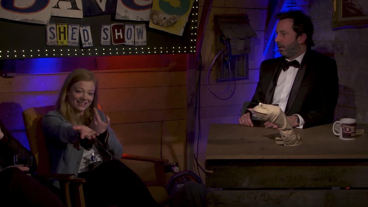 Sarah Snook appeared on Dave Lawson's digital talk show in 2018.