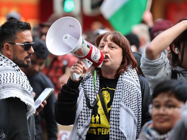 A demonstrator call for an end to the war in Israel. Picture: David Caird