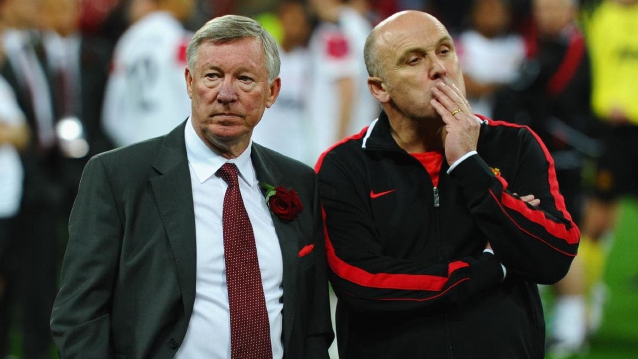 Mike Phelan (right) pictured with Sir Alex Ferguson.