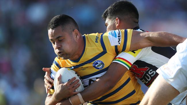Jarryd Hayne in action in his return match for the Eels which ended in a loss to Penrith. Picture: Brett Costello