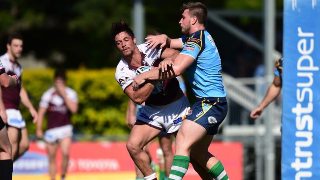 Parahi Wilson playing for Burleigh against Norths in 2016. Picture: SMP Images